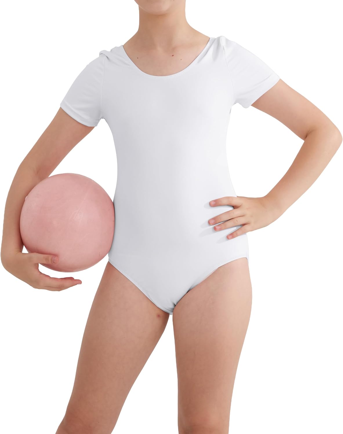 Gymnastics Leotards for Girls Black Ballet Dance Outfits Toddler Kids Basic Short Sleeve Tumbling Outfit Bodysuit Pink White