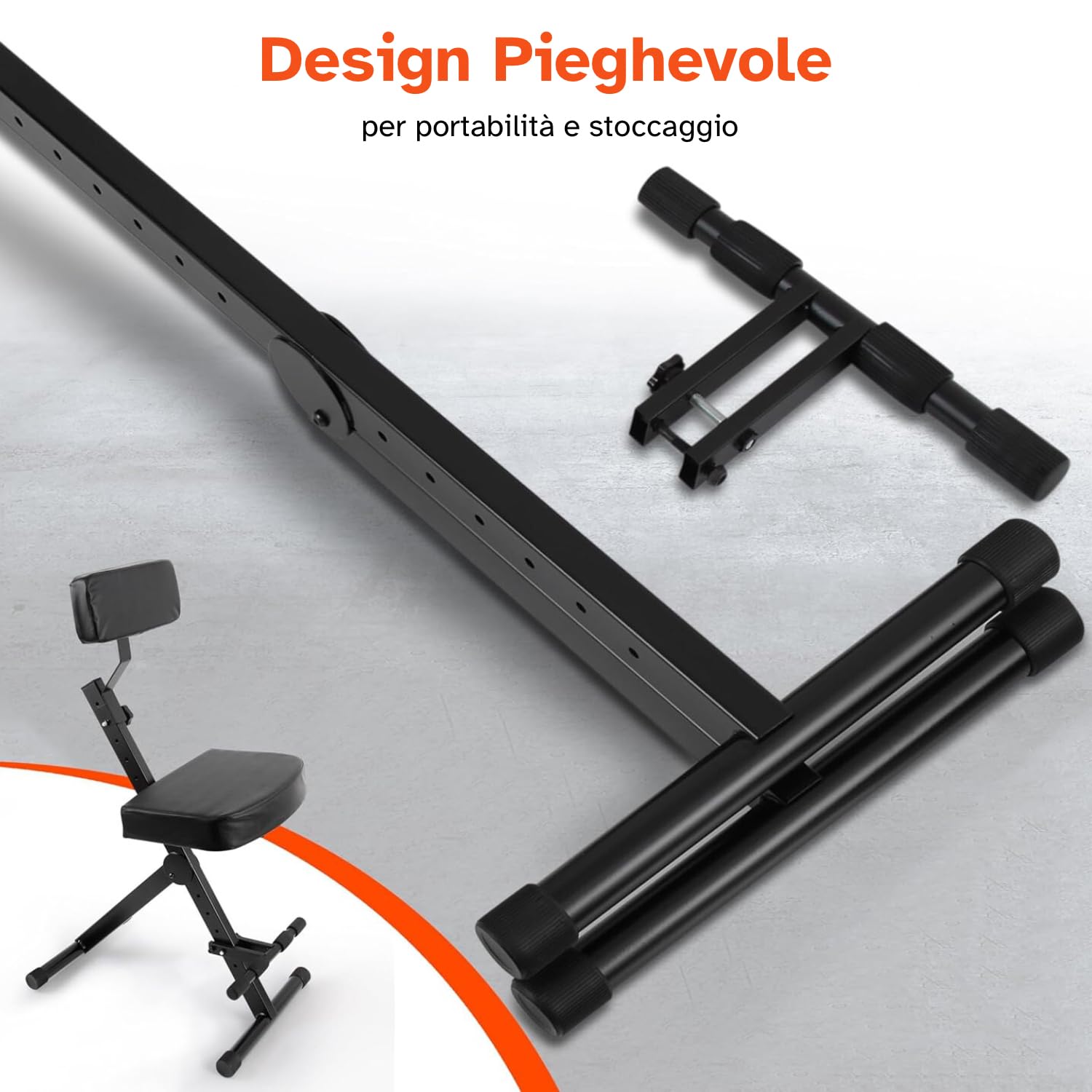 Pyle Sgabello Portatile Regolabile per Musicisti e Performer, Sgabello Batteria Pieghevole, Trono per Batteristi, Chitarristi e Tastieristi con Seduta e Schienale Imbottiti Regolabili, Poggiapiedi