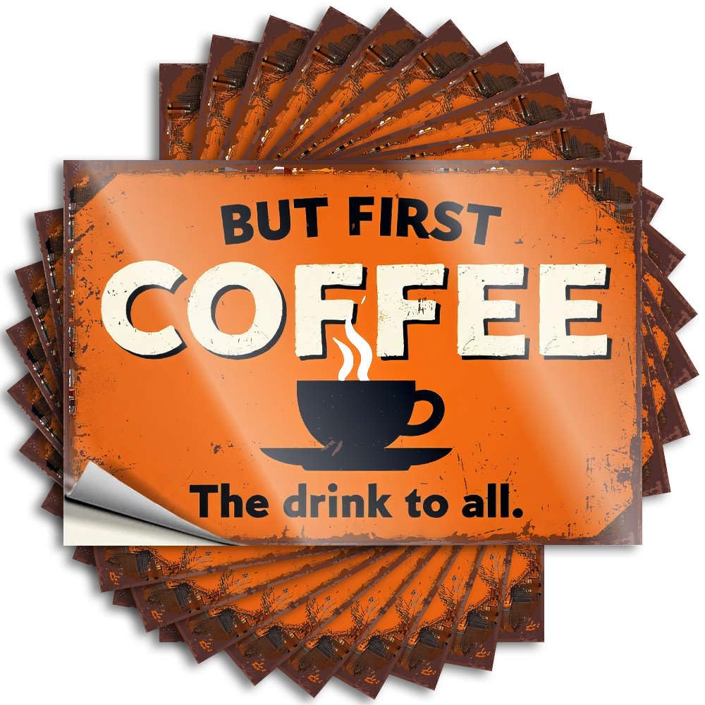 Plastic Decal Aesthetic Decals, Stuff for Teens Cute Pattern Design for Alcohol Notebook | Bottle Removable Vinyl But First Coffee The Drink to All(6X9CM)