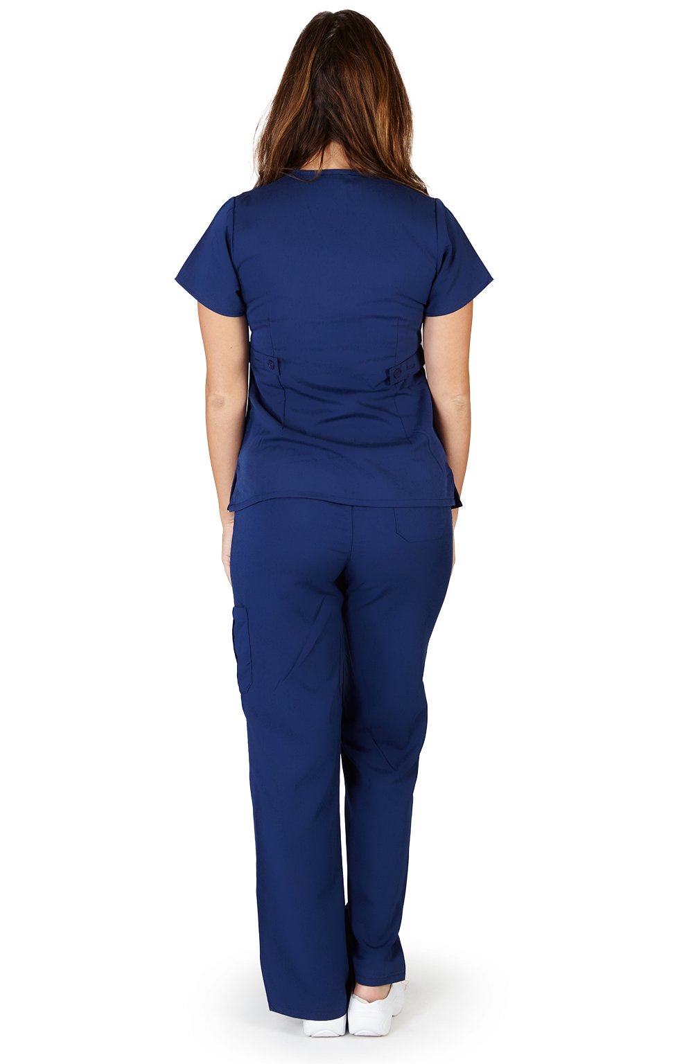 Ultra Soft Brand Scrubs - Premium Womens Junior Fit 3 Pocket Mock Wrap Scrub Set, Navy 37907-Medium