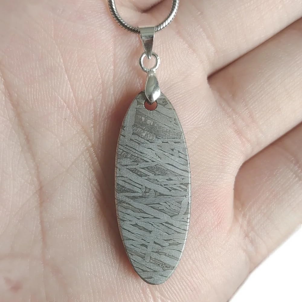 Iron Meteorite Pendant jewelry necklace- Muonionalusta - Westenden Pattern - 10.3g, 34.6 * 13.6MM