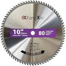 10-Inch 80-Tooth ATB TCT Fine Finish Circular Saw Blade with 5/8 Inch Arbor, *10 Table Saw Blade* & Miter Saw Blade for Wood, Plywood, MDF