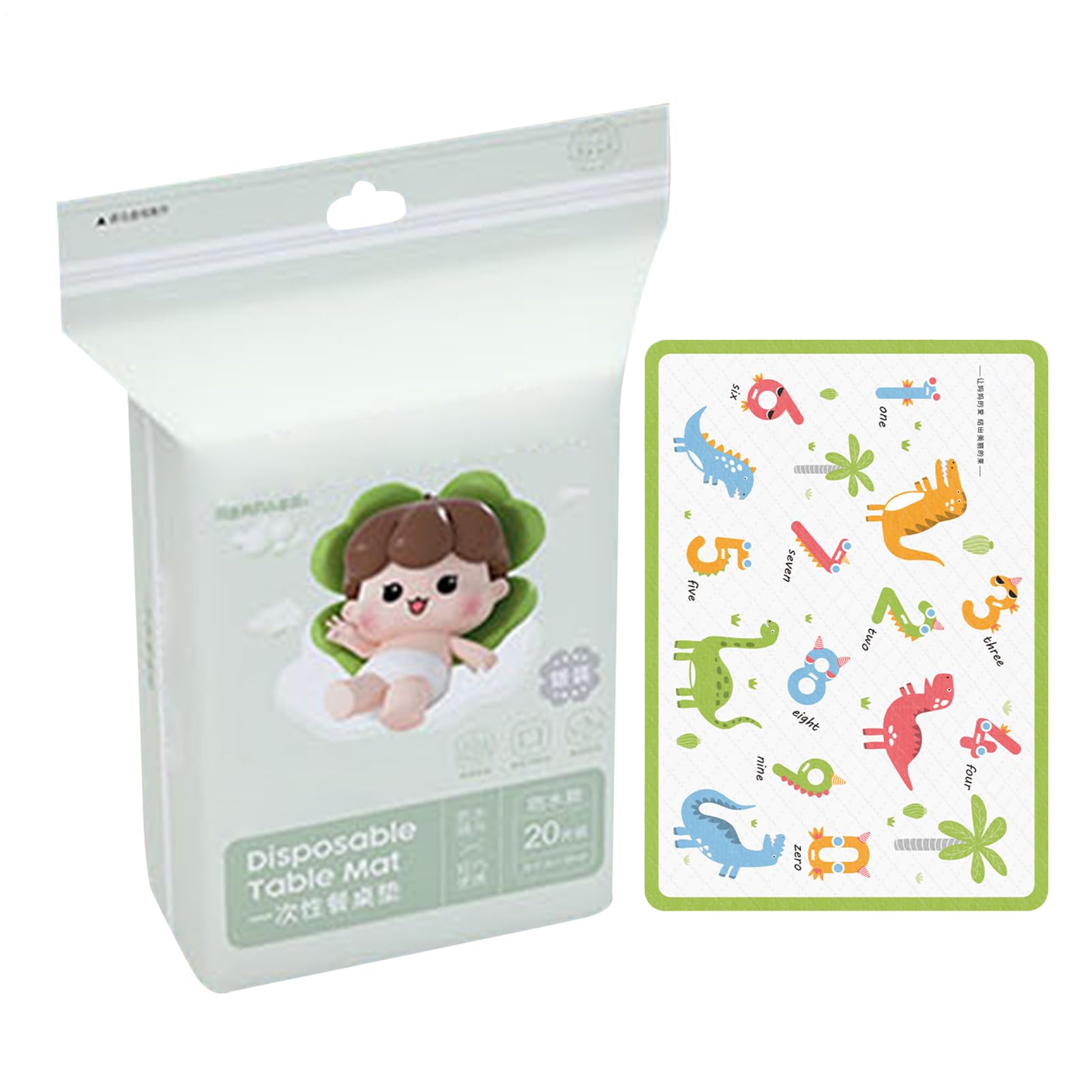 Manteles individuales para niños - Alfombrilla adhesiva de 20 piezas | Mantel individual de mesa antideslizante con estampado de dinosaurios a 11,8 x 16,5 pulgadas, manteles individuales desechables