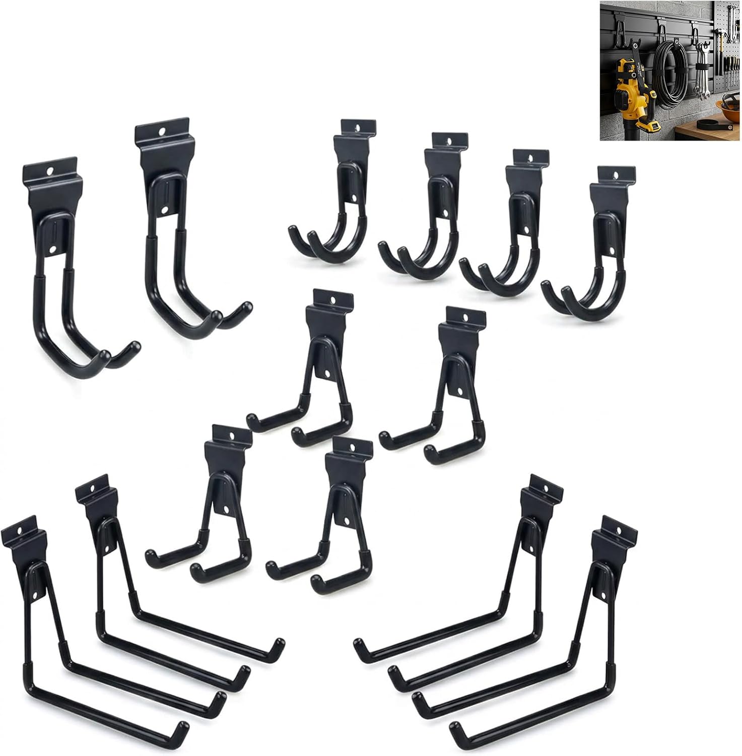 Slatwall Hooks 14 Pack, Garage Storage Hooks for Tools