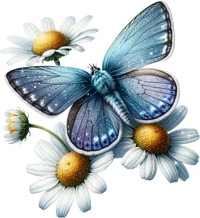 Butterfly Daisy Flower Vinyl Stickers, Cover up Marks, Multi-Purpose Ideal for Phone Cups, Tile, Toilet, Car, Laptop