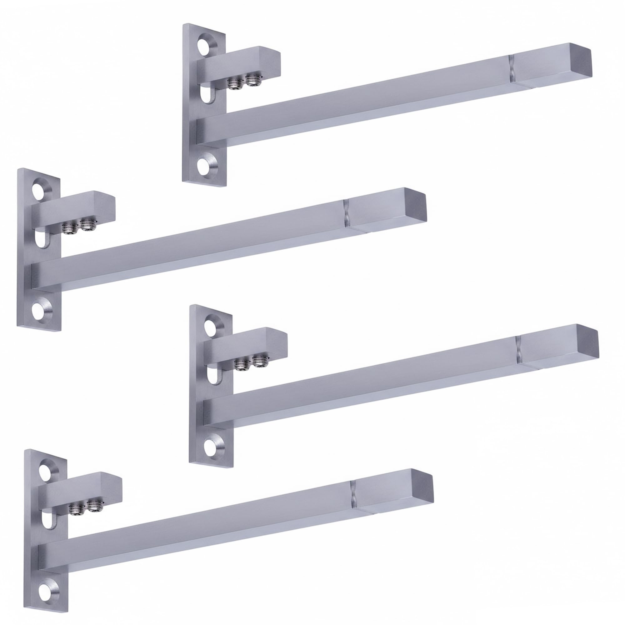 Atlantic F Type Glass Shelf Bracket 6 inch (Stainless Steel, Silver Matt Finish, Adjustable 6/8/10/12 mm, Pack of 4 Piece)-image-34