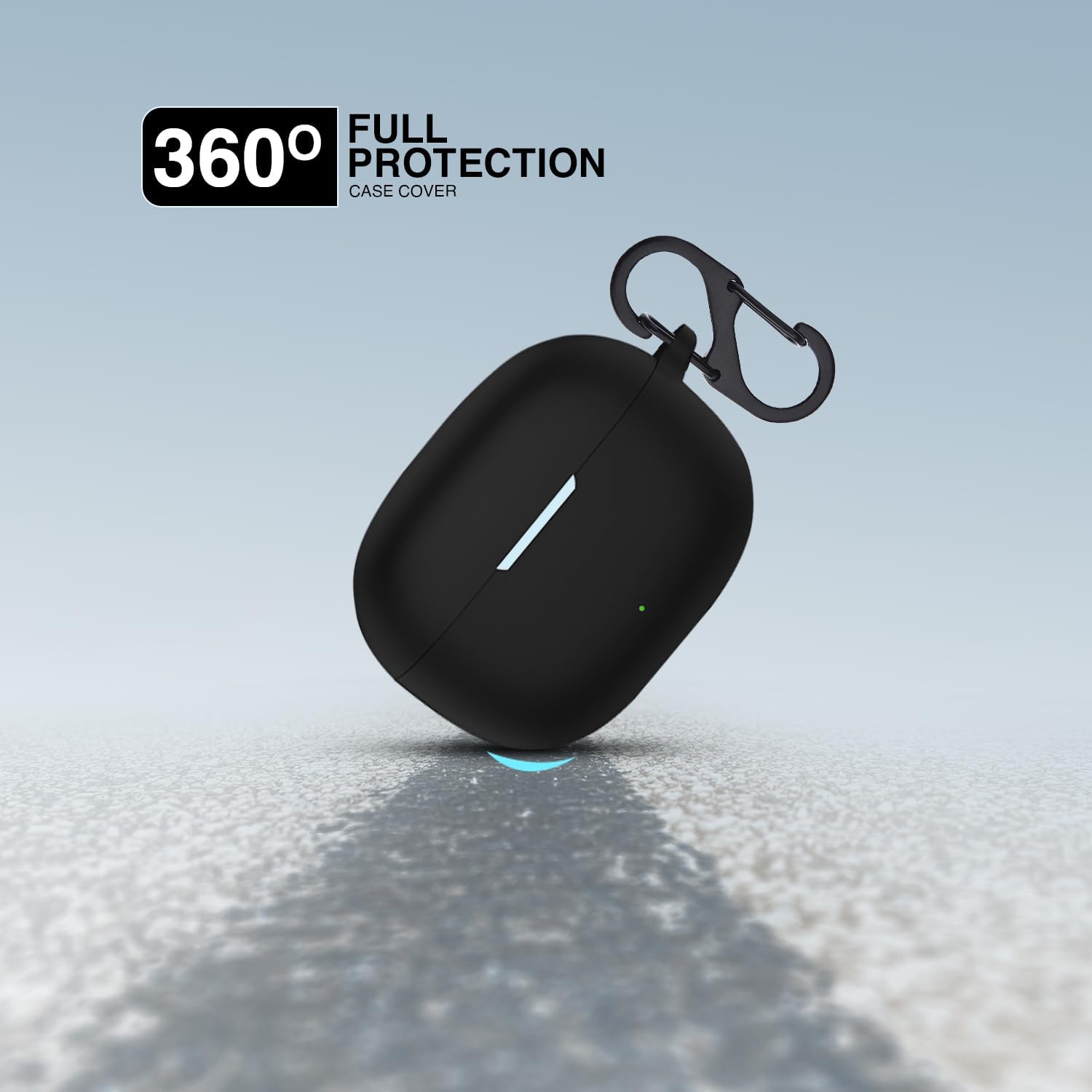 Prolet Earbuds Case Compatible with Realme Buds T200x/T200 Lite, Silicone Shockproof Dustproof Cover, 360 Degree Protection, Anti-Scratch Soft TPU Skin, Carabiner Hook (Black) — Amazon image 5