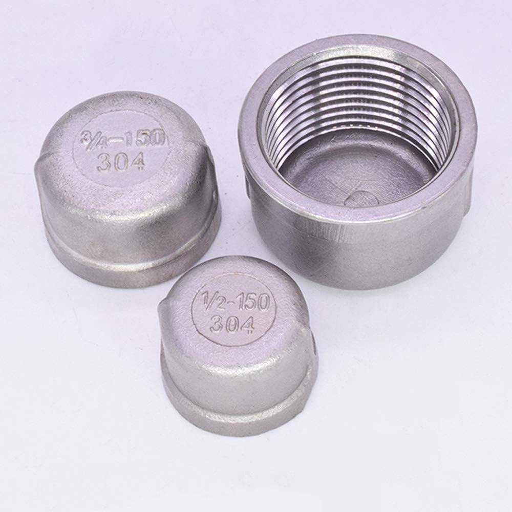 OSNEEOIY 1/8" 1/4" 3/8" 1/2" 3/4" 1" 1-1/2" 2" 3" 4" NPT Female Round End Cap 201 304 316 Stainless Steel Pipe Fitting Water Gas Oil(BSPT SS316,ROUND_2-1/2")