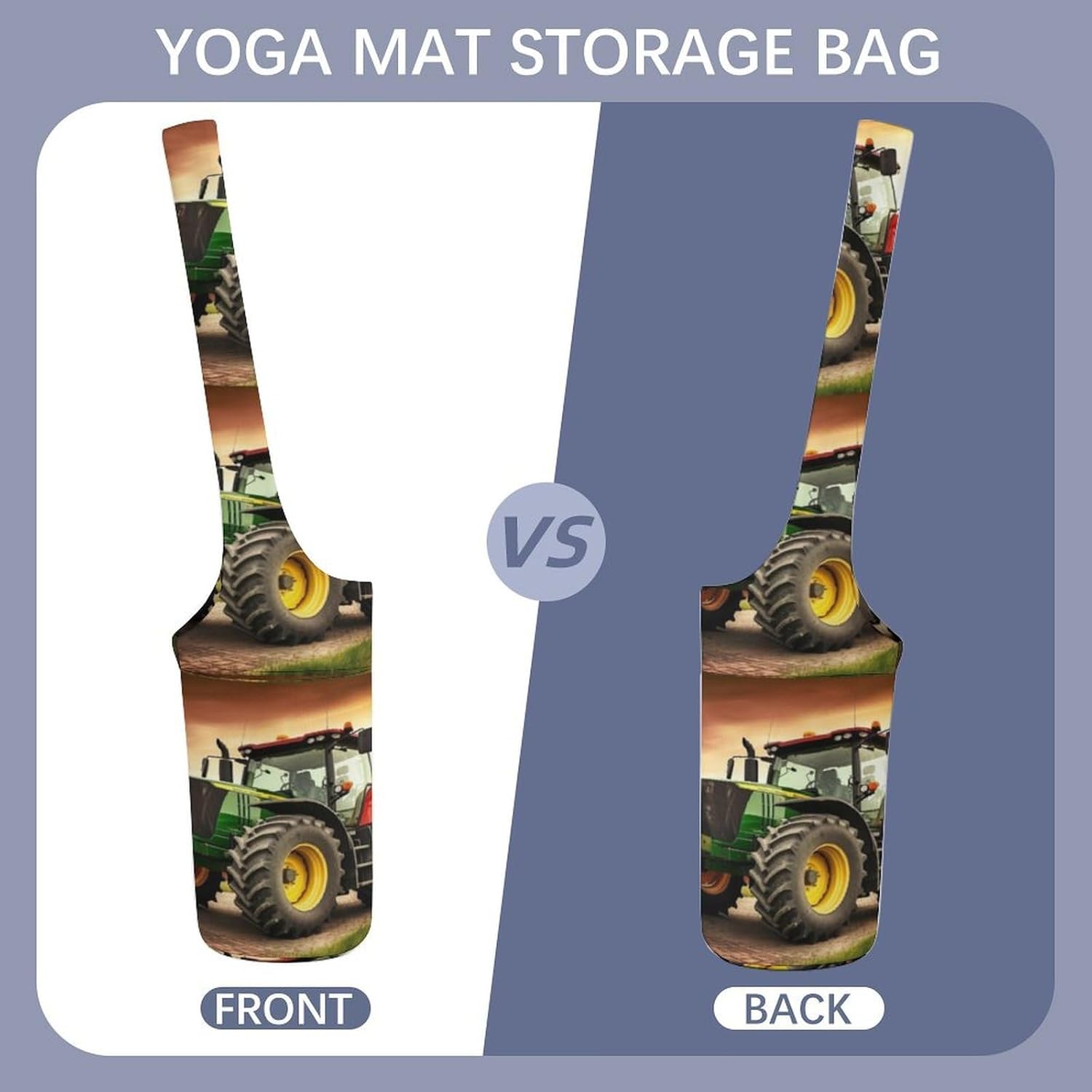 Canvas Yoga Bag,Tractor Theme Printed Yoga Mat Handbag,Portable Yoga Mat Bag Large Capacity Gym Bag for Men Women Pilates Beach Travel