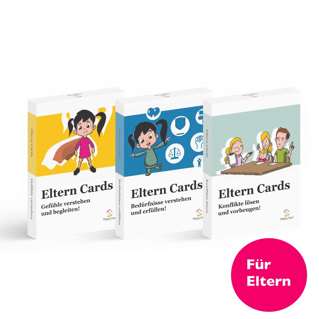 Eltern Cards Gefühle, Bedürfnisse & Konflikte lösen, 3 Lernkarten Sets für Eltern Kita Schule, Gefühlskarten für Kinder, Bedürfniskarten, Gefühle Kinder, Bedürfnisse Kinder Erziehen ohne schimpfen GfK