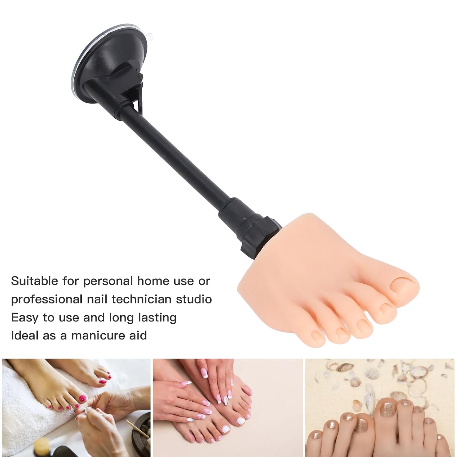 Silicone Nail Practice Foot, Realistic High Simulation Flexible Toe Nail Practice Model, Professional Nail Art Training Foot with Stand for Nail Salon, Includes 12 Nail Pieces and (Right Foot)