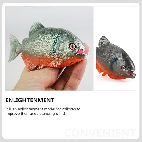 Miniatura 9 de Happyyami Modelo de peces artificiales, fábrica de peces de piraña feroz, adorno de simulación de peces falsos, figura de plástico, cognitivo para