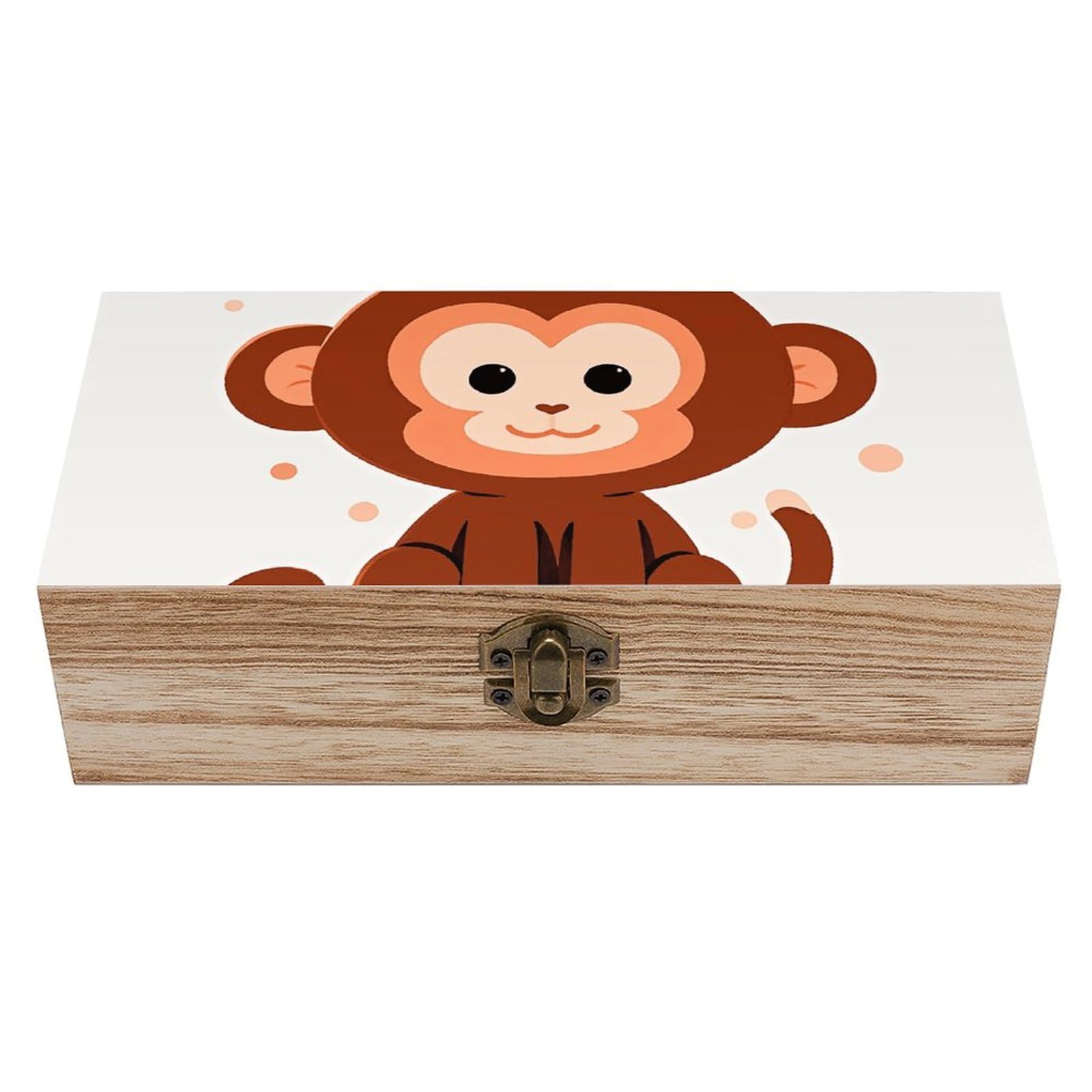Boîte en bois de rangement singe marron ornement de qualité