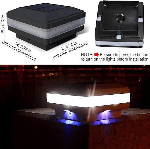 Miniatura 4 de FVTLED Luces solares para exteriores, LED Flexfit con energía solar, para valla, cubierta de valla, se adapta a postes de madera de 3.5 x 3.5, 4 x