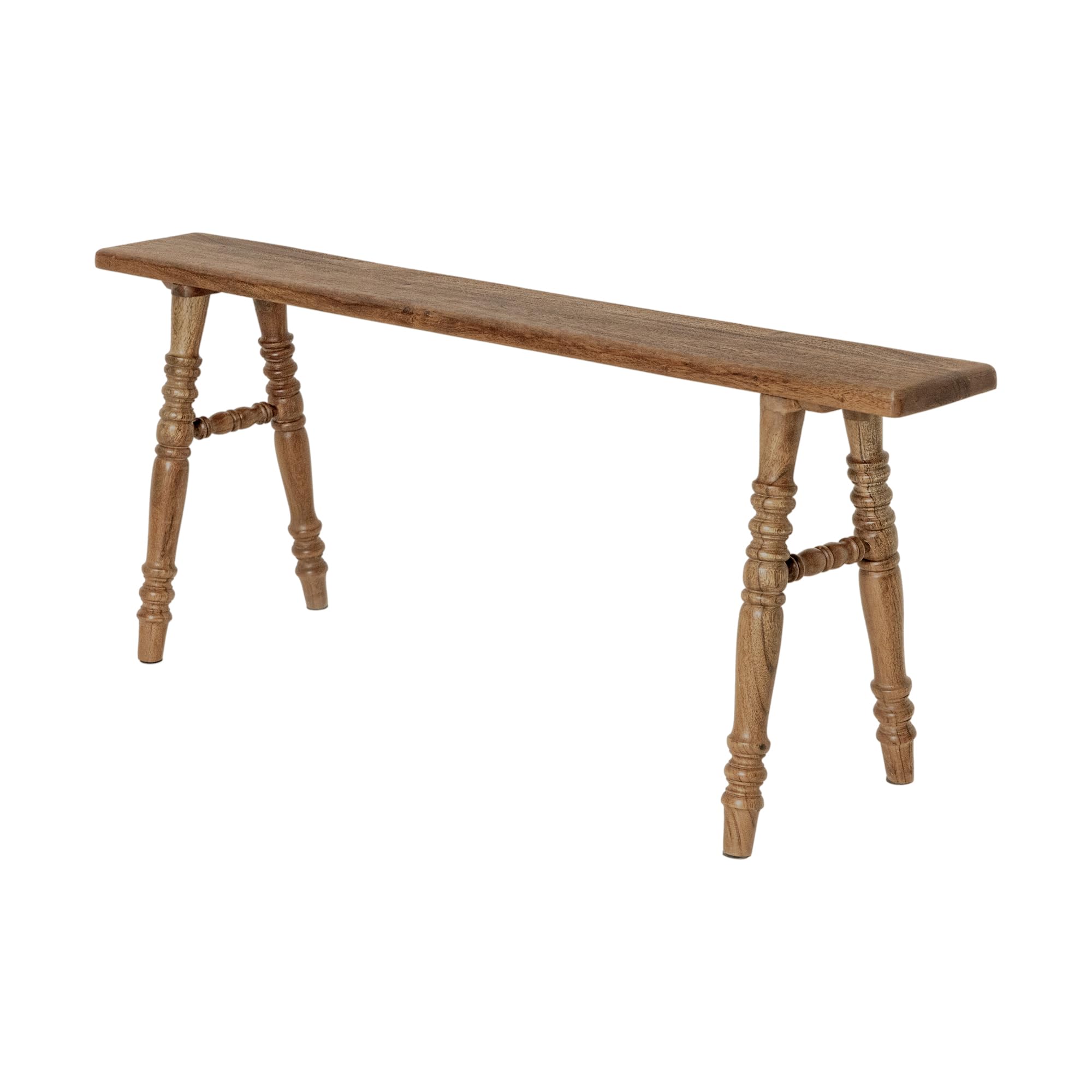 Skinny Wood Bench, Narrow Solid Wood End of Bed Bench 45 Inch | Slim entryway bench for narrow spaces, handmade acacia wood with turned legs, farmhouse bedroom or hallway seating, 250 lb