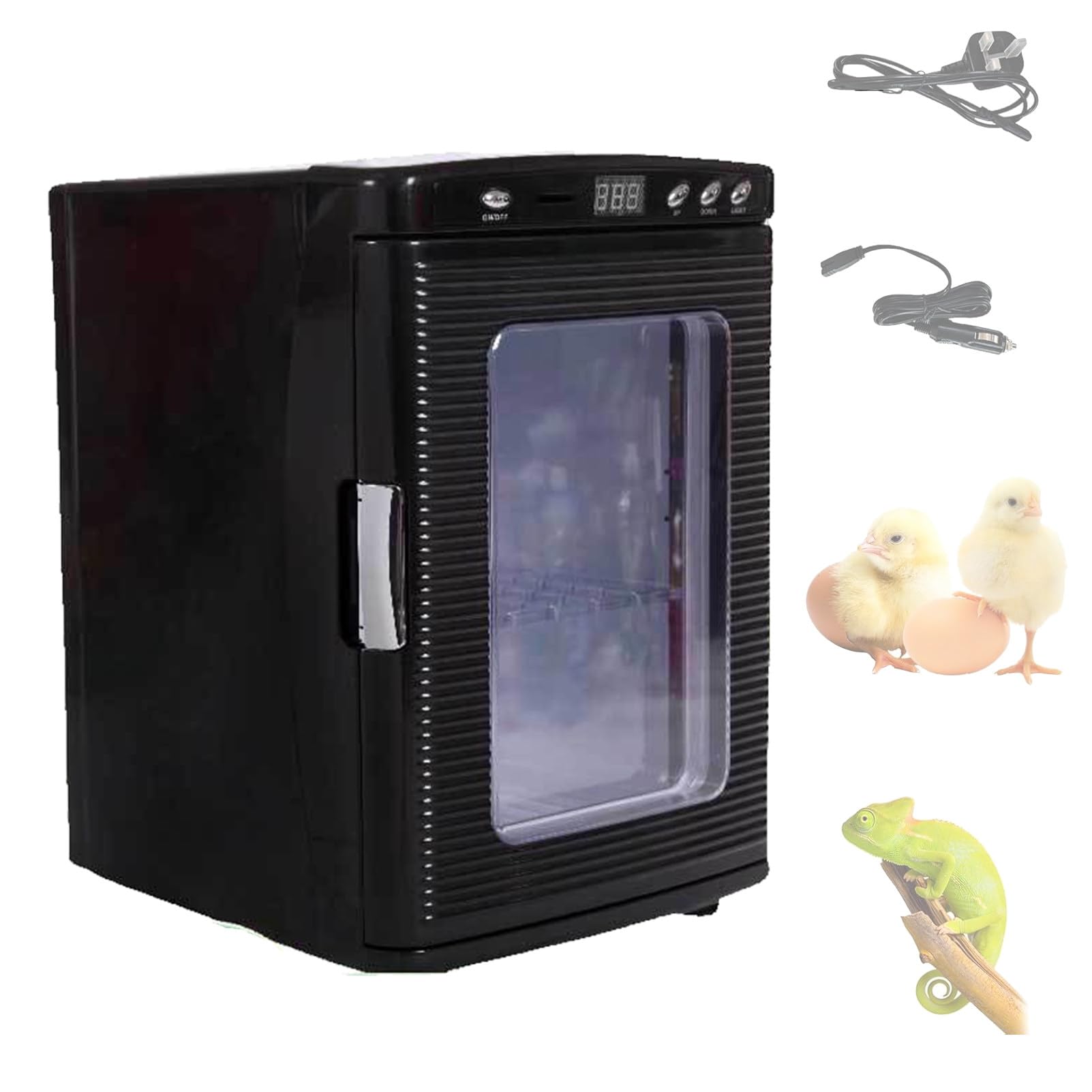 Pnpaea 25L Reptile Egg Incubator Thermostat Box,with Temperature Control, LED Lighting Lighting for Chameleon, Lizard, Turtle,Scientific Lab Cooling and Heating 5°C-60°C Black