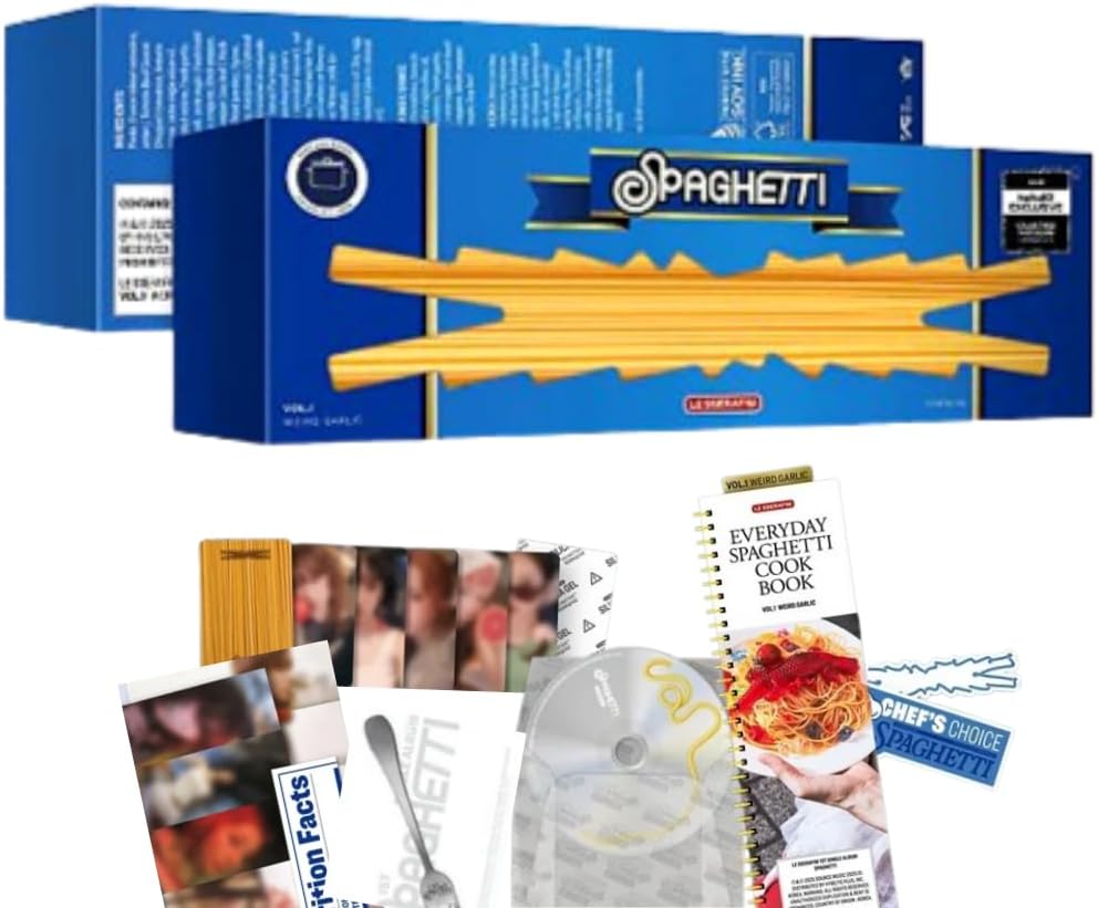 LE SSERAFIM SPAGHETTI 1st Single Album [WEIRD GARLIC Ver.] CD + Photobook + Photocard + Postcard + Sticker