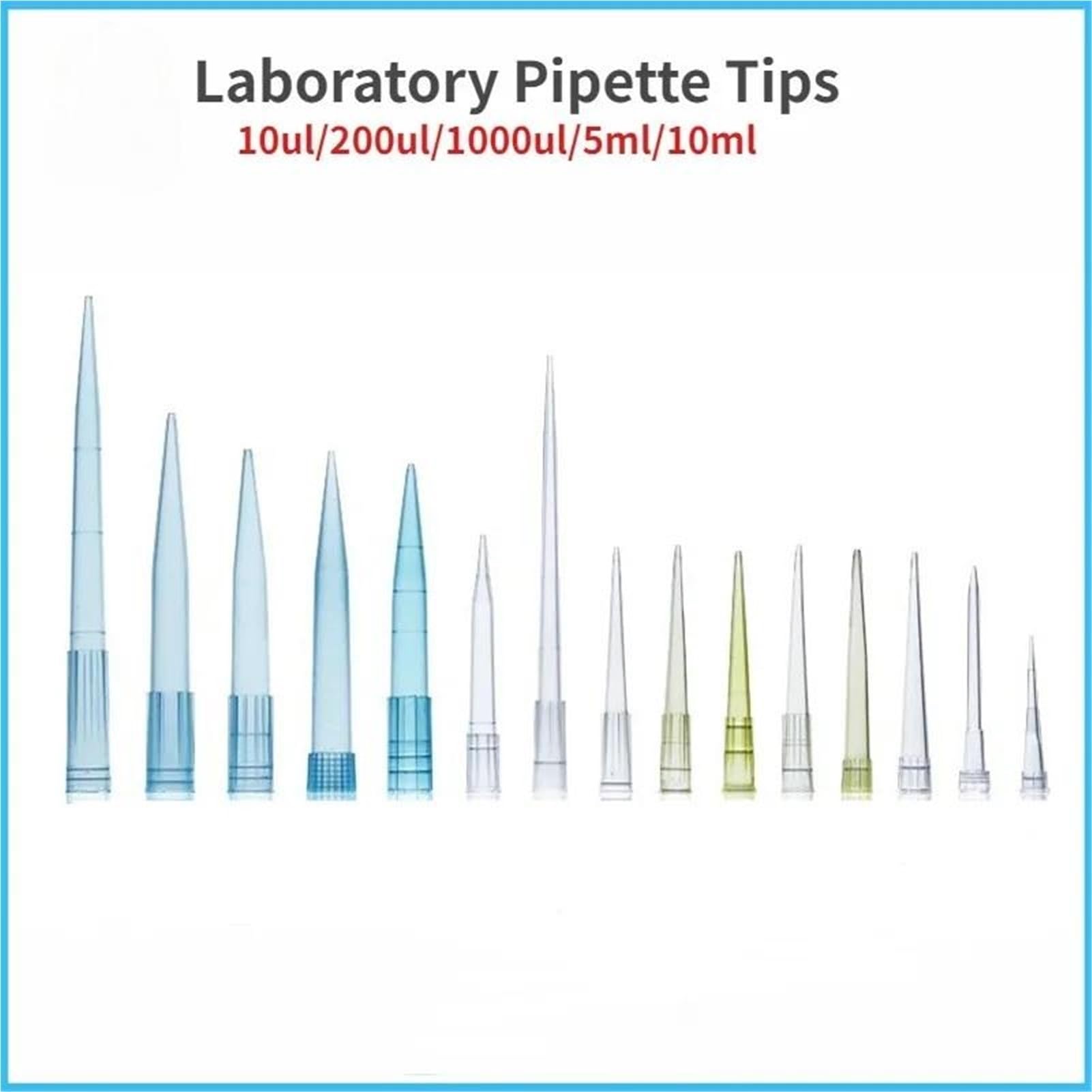 Laborpipette, Labor-Pipettenspitze aus Kunststoff, 10 µl, 200 µl, 1000 µl, 5 ml, 10 ml, Einweg-Mikropipettenspitzen, transparentes Zubehör für Labore(200ul-6 * 89mm 500pcs)