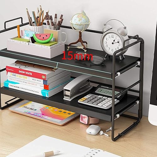 Miniatura 6 de SIDIANBAN Organizador de escritorio Estante de almacenamiento de oficina Estante de exhibición ajustable para suministros de oficina (negro)