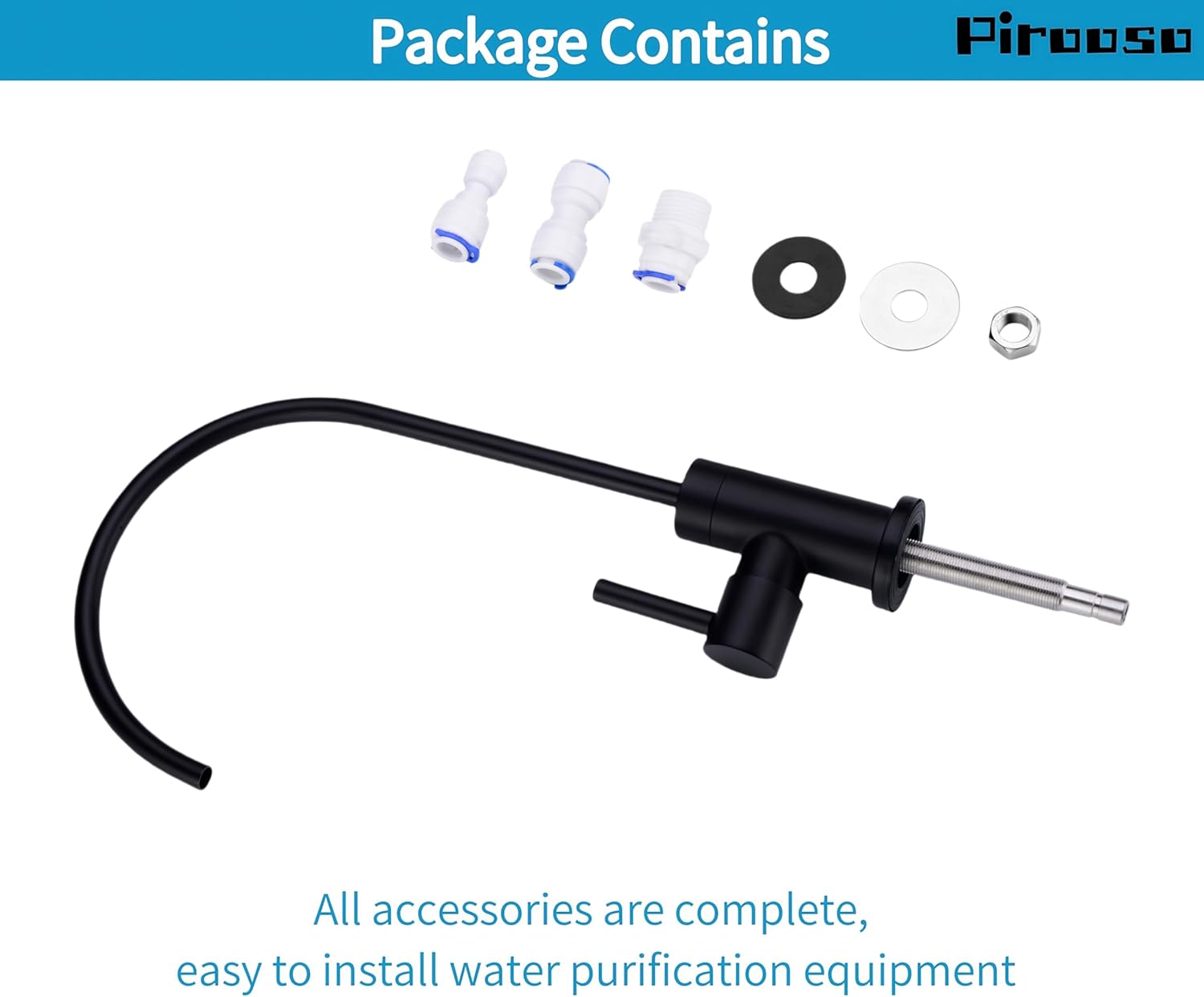 Black Water Filter Faucet - 100% Lead-Free RO Faucet, 360° Swivel Drinking Water Faucet for Kitchen Sink, Compatible with Reverse Osmosis & Under Sink Filtration Systems