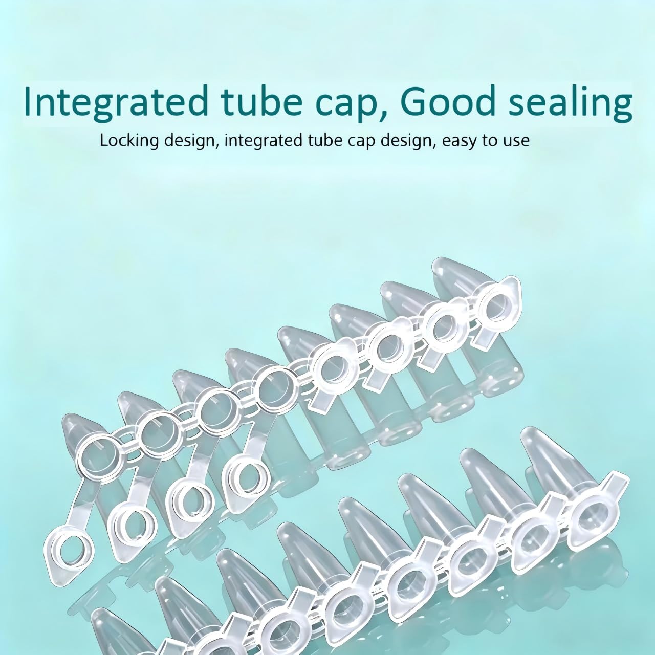 PCR Tubes - PCR 0.2ml Tubes Thin Wall, Shinged Flat Caps Attached,DNase/RNase Free（125 Strips/Box)