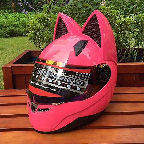 Casque de moto d'ensemble oreille de chat rose XXL au design unique