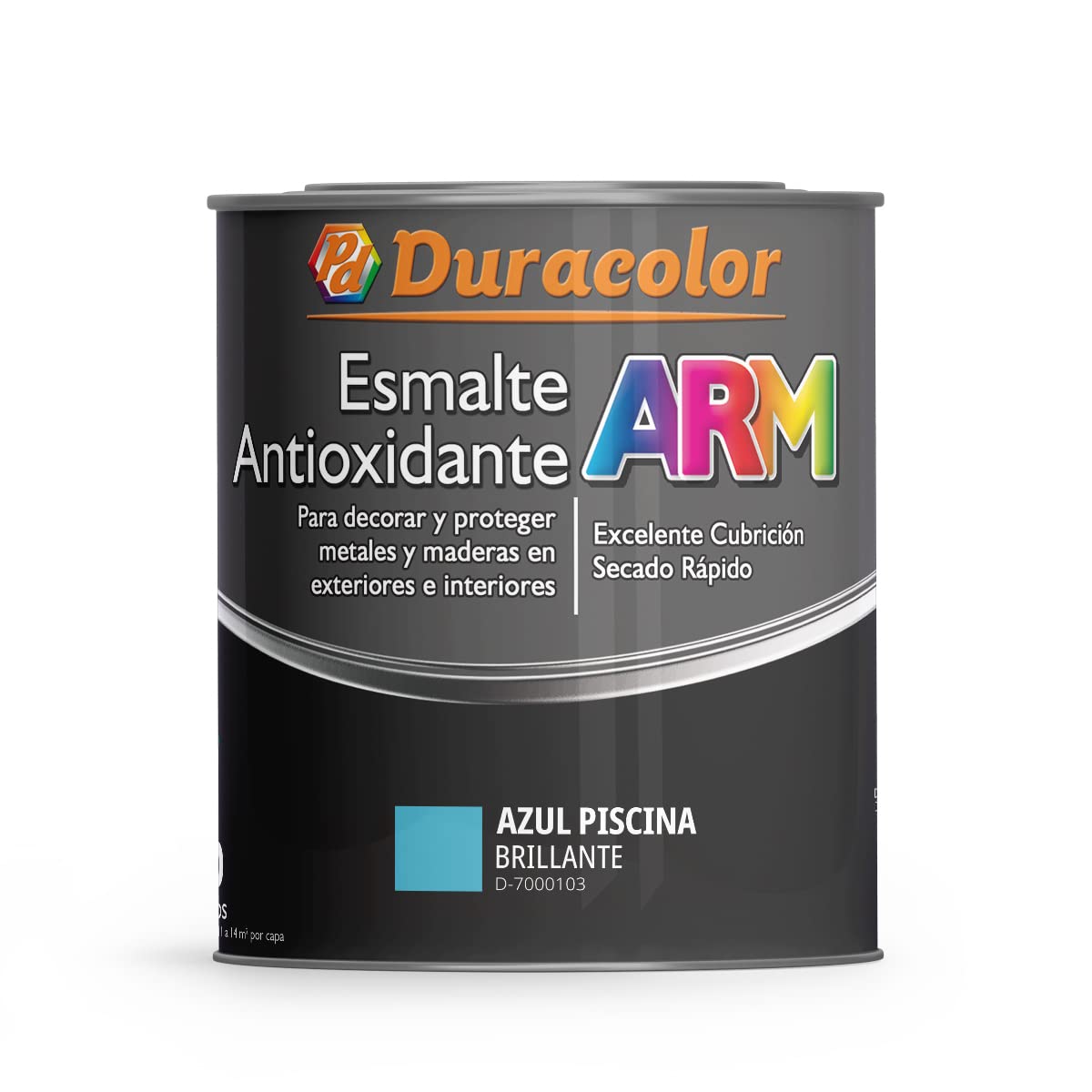 Esmalte Antioxidante ARM - Color Azul Piscinas - 4 Litros - Superficie Exterior e Interior - Acabado Brillante y de Rápido Secado - Excelente Dureza y Resistencia - Duracolor