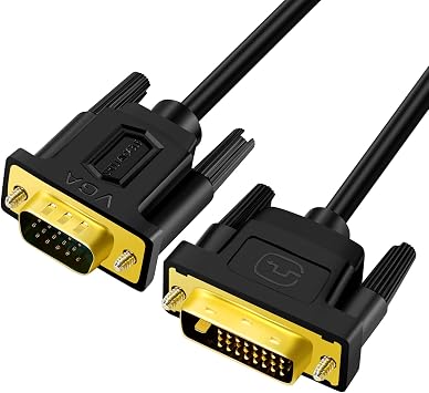 SHULIANCABLE DVI VGA Cable, Single Direction DVI-D 24+1 Pin to VGA Conversion Cable Male-Male 1080p with Built-in Chip, Compatible with PC/DVD/Monitor/HDTV 1M