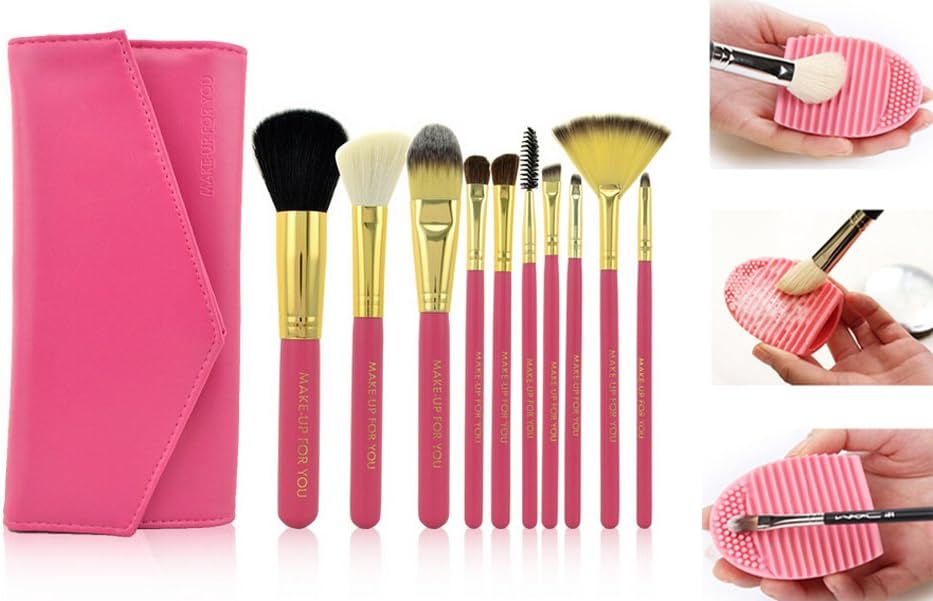 Makeup Brush Set Professional 10 Pieces Makeup Brushes Cosmetic Makeup Tool Set - All-in-one Make up Tools (Rose Red)