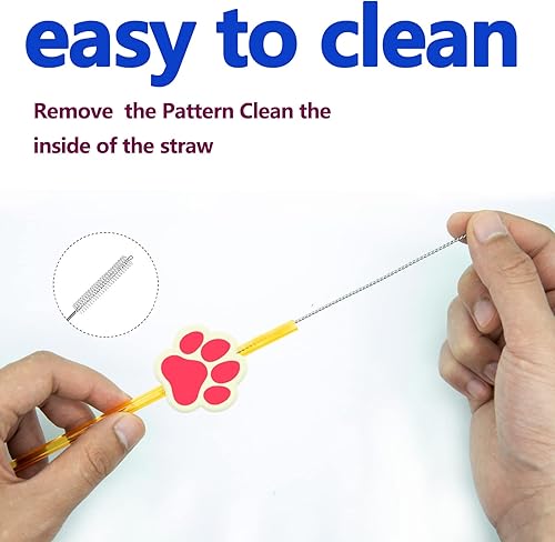 Miniatura 7 de 24 piezas de suministros para fiesta de cumpleaños de perros, pajitas de bebida con patrón de patas, adecuadas para fiestas temáticas de perros,
