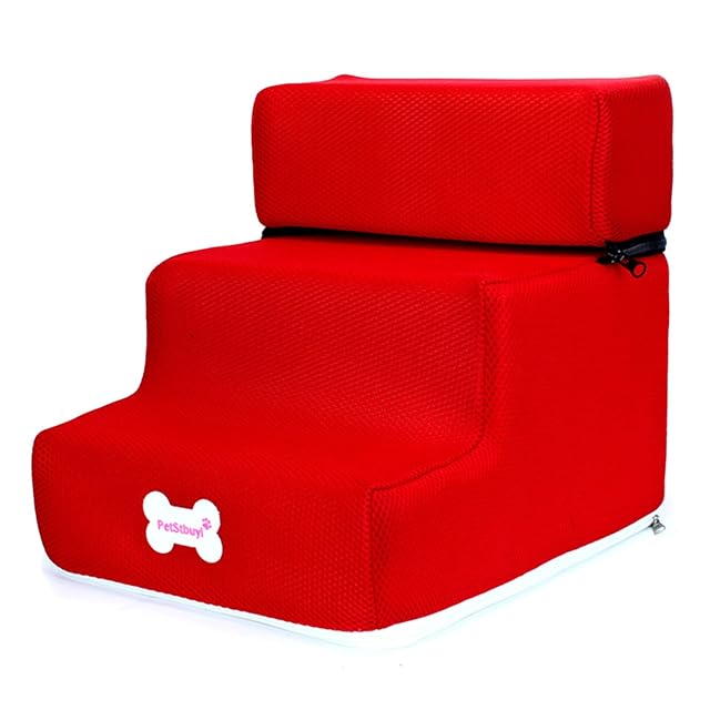 Foto 5 de 7 de Perros Pequeños Gatos Mascotas 3 Escalones Rampa Extraíble Antideslizante para Escalar Escalera de Cama…