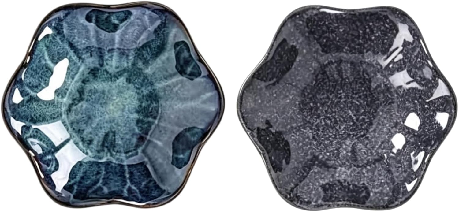 2 Pcs Lotus Leaf Shape Ring Dish Ceramic Trinket Dish Jewelry Tray Organize Rings Necklaces and Watches Elegant Decorations Female Gifts for Mothers Sisters and Wives（Mist Blue+Dark Gray）