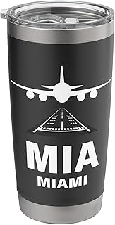 MIA Airport Miami, Florida Airplane Landing on Runway Stainless Steel Insulated Tumbler