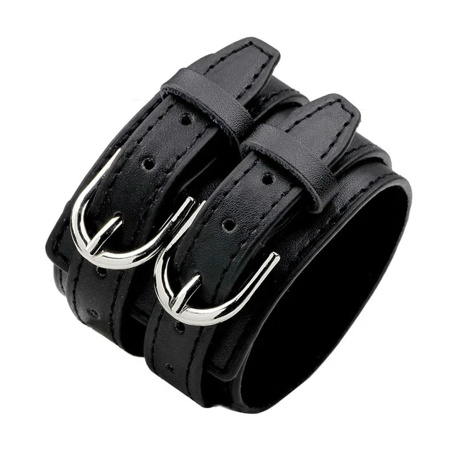 XYNSNDB Pulsera de Cuero Genuino para Hombre, Pulsera Ancha y Grande de Amistad, con Hebilla, joyería Vintage Ajustable