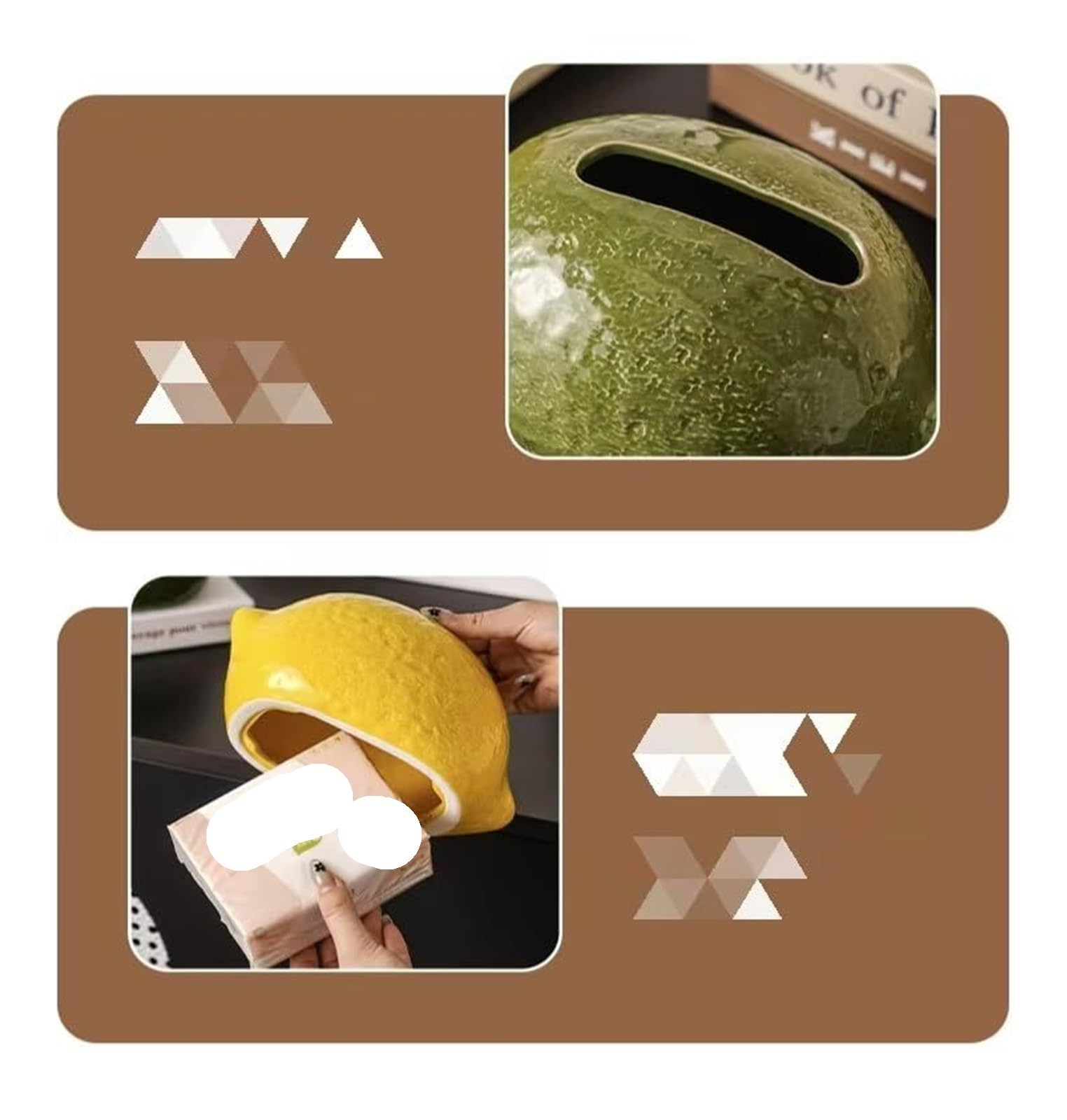 Kosmetiktuch-Spenderbox Kreativer dekorativer zitronenförmiger Keramik-Taschentuchbox-Halter, Moderne Heimdekoration Must-Haves für die Wohnung(Yellow)