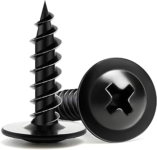 Wood Screws 3/4 Inch, 125 PCS FIXLINK Premium Phillips Truss Head Black Wood Screws, Self Tapping Electrophoresis Modified Fast Truss Head Wood Screw Used in Indoor Furniture, Woodworking (#8 x 3/4")