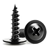 Wood Screws 3/4 Inch, 125 PCS FIXLINK Premium Phillips Truss Head Black Wood Screws, Self Tapping Electrophoresis Modified Fast Truss Head Wood Screw Used in Indoor Furniture, Woodworking (#8 x 3/4