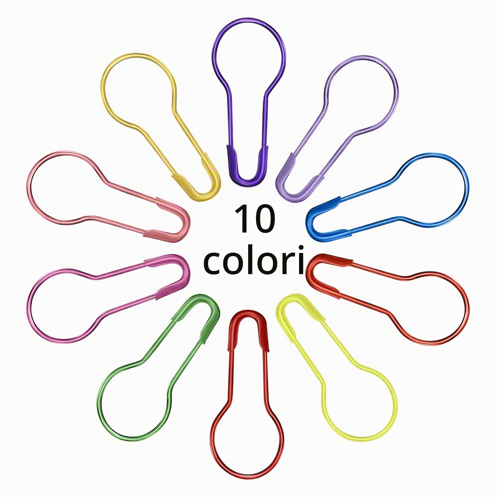 300 Pz Spille di Sicurezza, Spille da Balia in 10 Colori, Spille da Calabash, Spille Pin Segnapunti per Fai da Te Abbigliamento Crafting Contrassegno Punto di Lavoro a Maglia