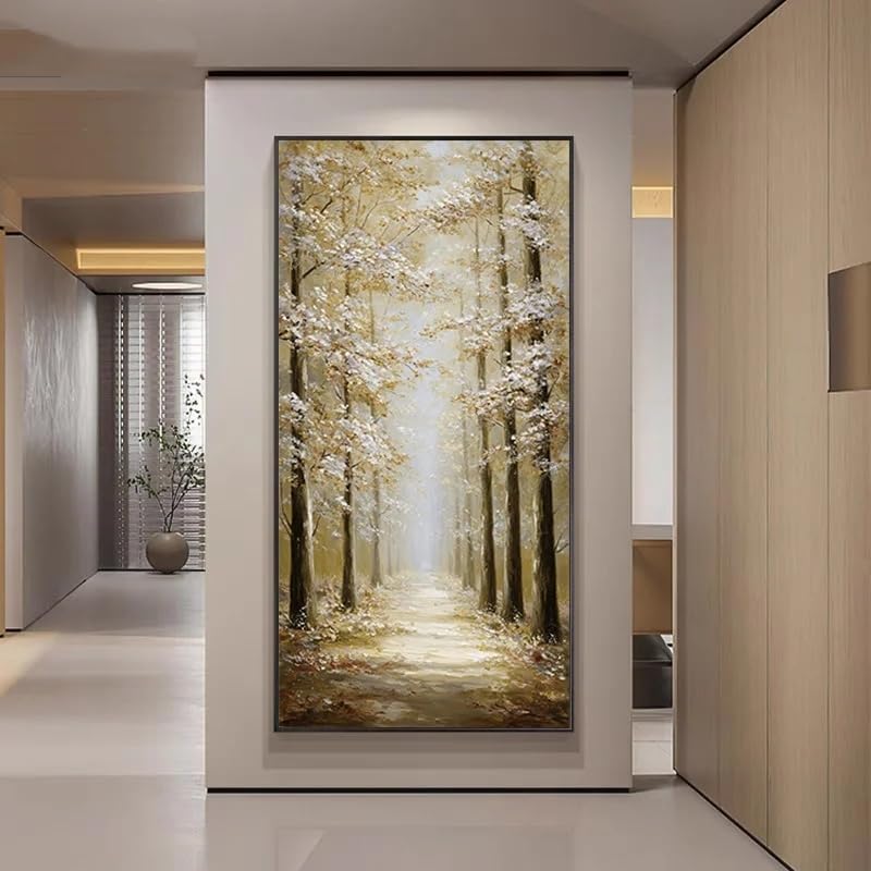 Lienzo abstracto marrón dorado 30x60cm para decoración de salón moderno
