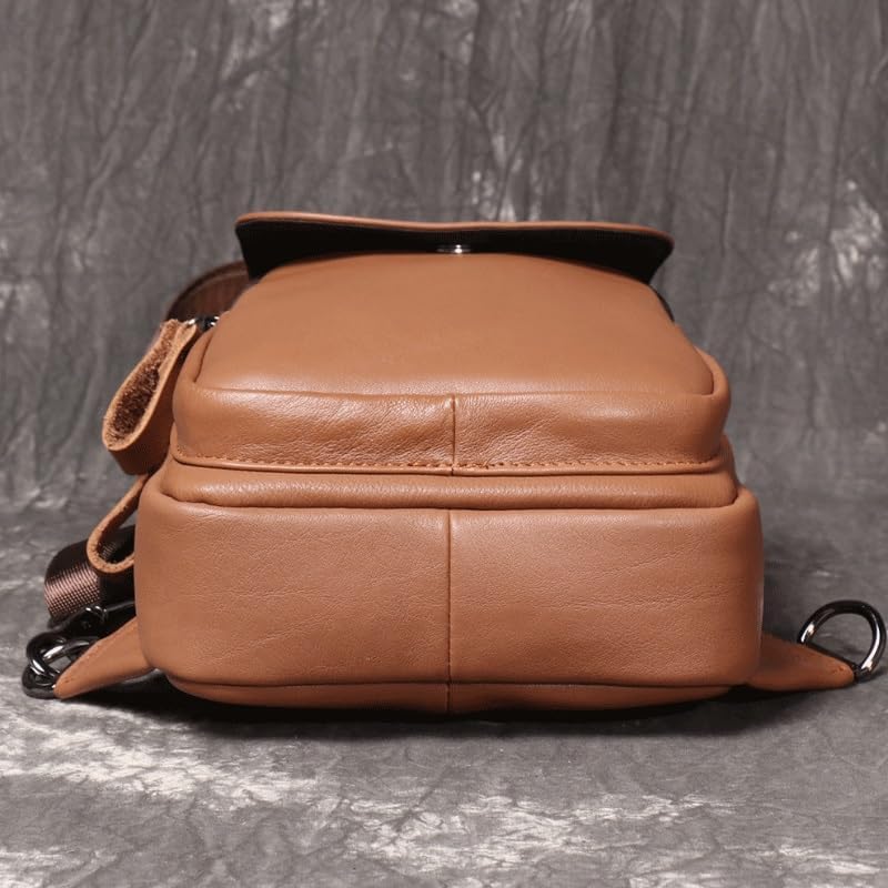 Men's Genuine Leather Crossbody Backpack for Outdoor Leisure Multi Functional Use