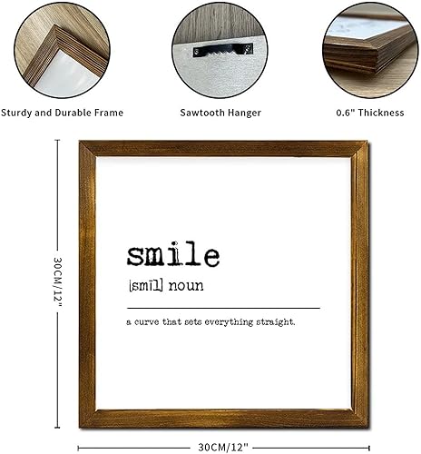 Vista 21 de Farmhouse Wall Decor Sign Smile Dictionary Definition Wood Framed Signs World Meaning Wall Art Rustic Home Decoration Smile for Kitchen Coffee Bar