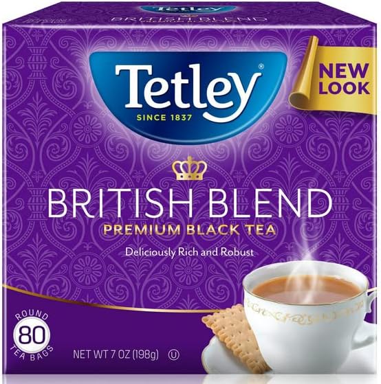 Tetley British Blend Premium Black, 80-Count Tea Bags, 7 Ounce, (Pack of 2)