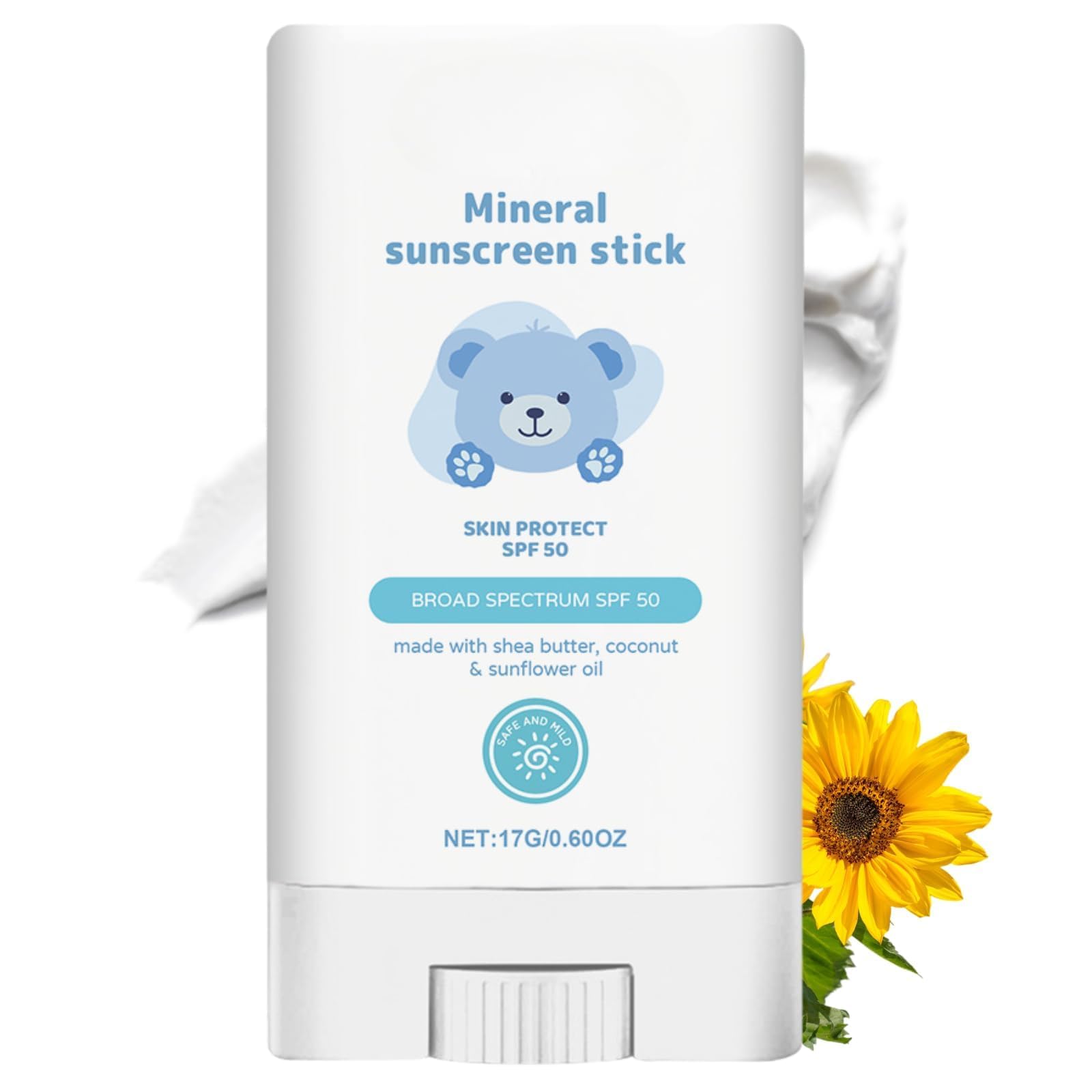 Kids & Baby Mineral Sun Stick - SPF50 Waterproof Sunscreen, UVA/UVB Protection, Non-Greasy & Moisturizing, Travel Size for Holiday