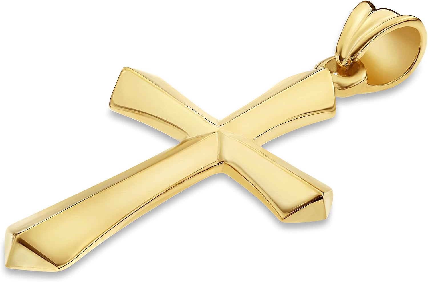 14K Fully Solid Men's Sword Of The Spirit Gold Cross Pendant Necklace