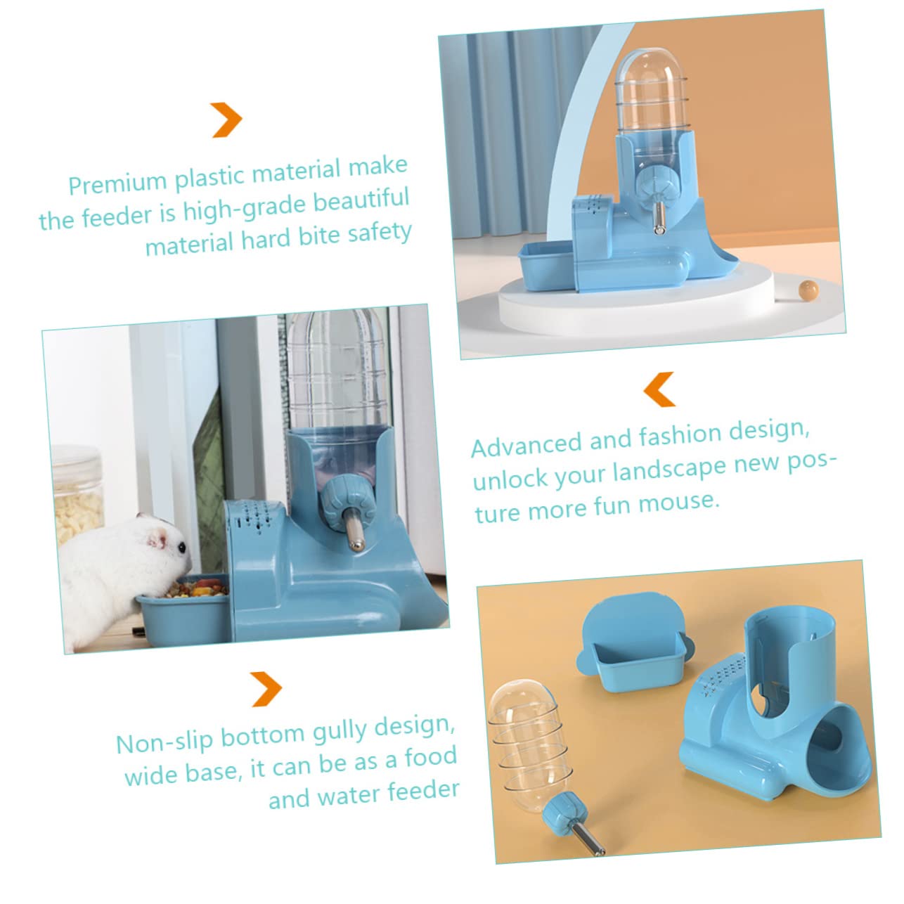 DOITOOL 2piezas Bebedero para Hámster y Roedores Diseño Vertical Antigoteo Multifuncional Botella Transparente Soporte para Agua y Comida para Animales Pequeños Sin Instalación Fácil