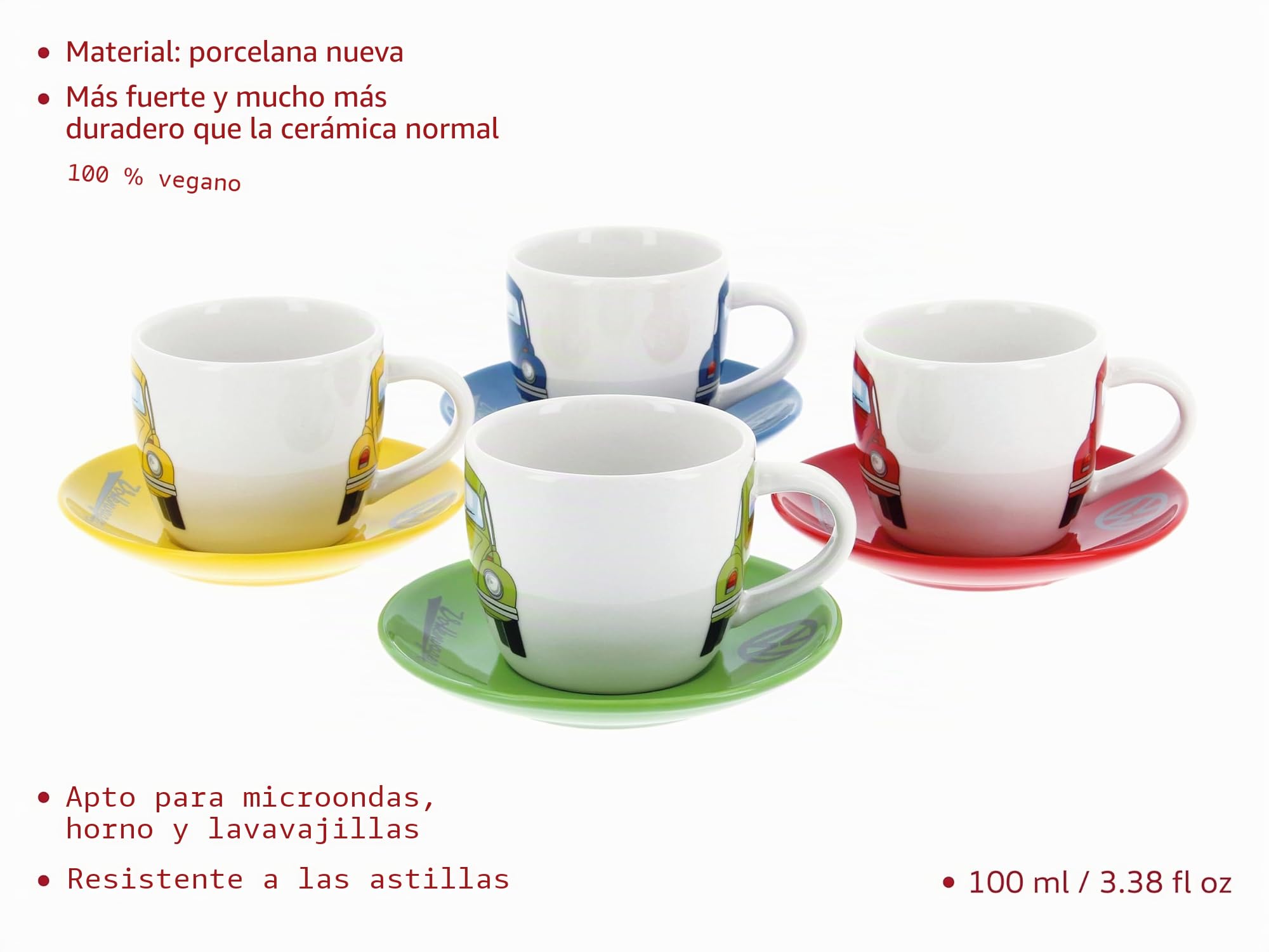 BRISA VW Collection - Escarabajo Set 4 Tazas Espresso Cerámica