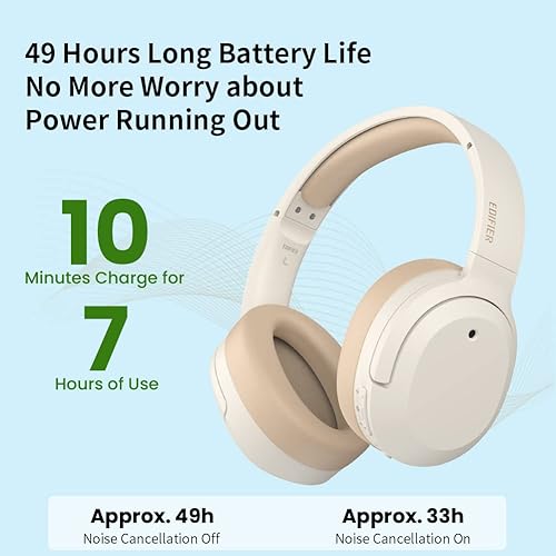 Miniatura 5 de Edifier W820NB Plus - Auriculares con cancelación activa de ruido, llamadas claras con reducción de ruido profunda, auriculares Bluetooth con LDAC