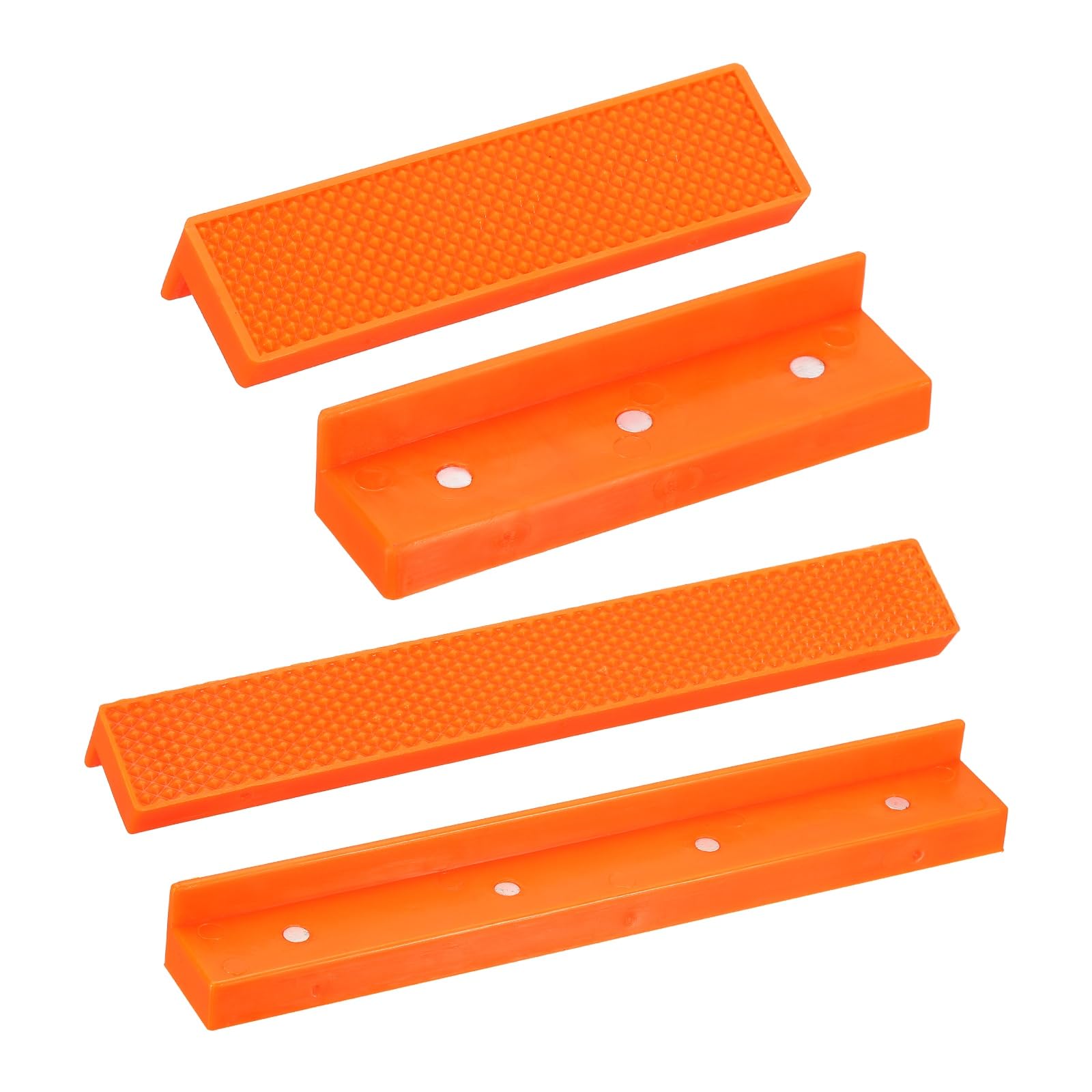 sourcing map 1 Set Vise Jaw Pads 4" and 8" Rubber Flat Magnetic Vise Soft Jaws Standard Anti-Scratches Vice Covers Tools for DIY Making Woodworking Clamping Plumbing, Orange