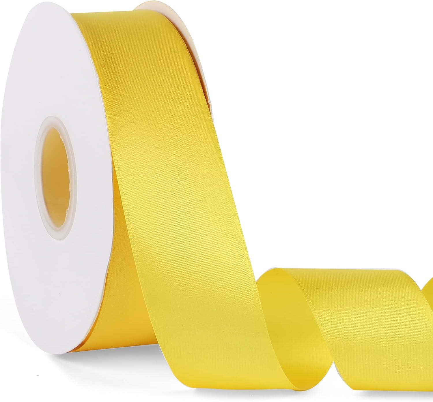 Double Faced Solid Color Yellow Satin Ribbon 1-1/2" X 50 Yards Continuous, High Density Polyester Ribbon for Gifts Wrapping, Wedding, Party, Crafts, Hair Bows, Flowers, Home DIY Decor