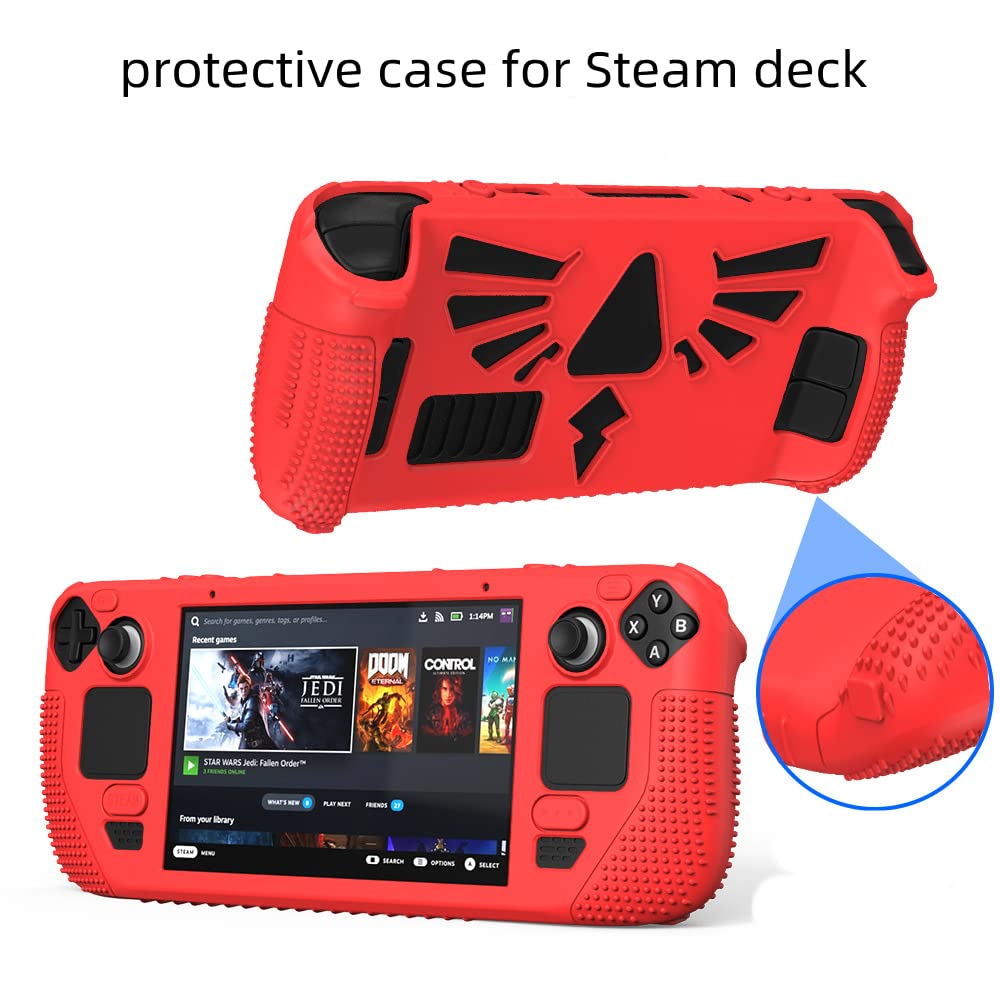 Estuche protector para Steam Deck, protector de cubierta suave de silicona con protección de cuerpo completo, absorción de impactos, cubierta de piel de goma ergonómica (verde)